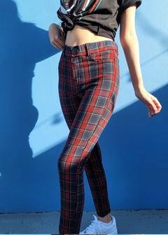 KW BLACK AND RED SQUARE DESIGN PANTS